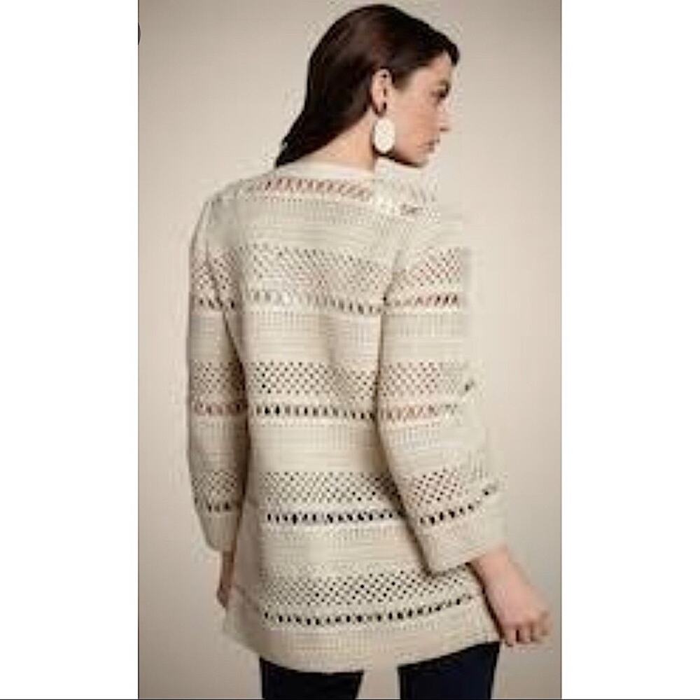 Chico’s Macrame Misty Solid Beige Jacket Sweater … - image 7
